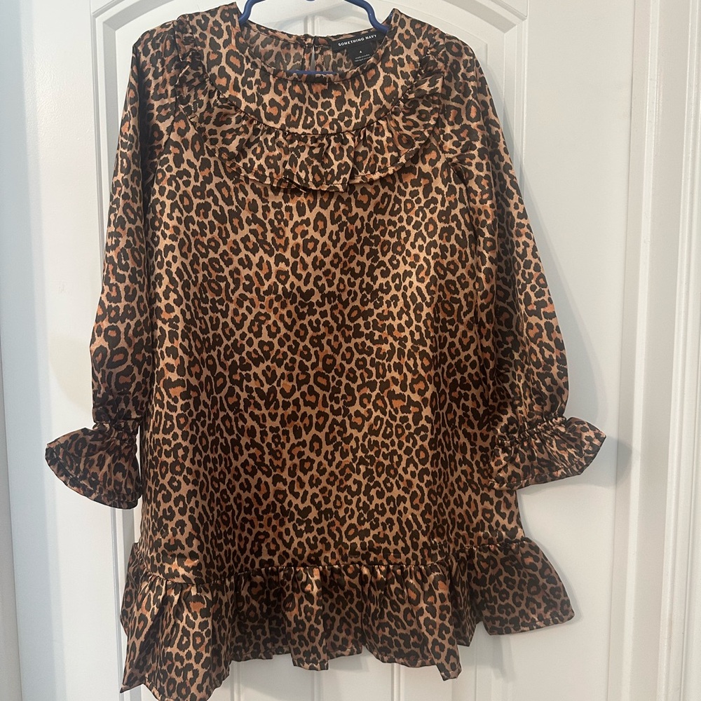 Girls Something Navy Animal Print Dress
